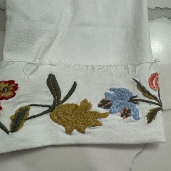 Driftwood Anthropology White cuffed jeans crops size 32 - Picture 11 of 15